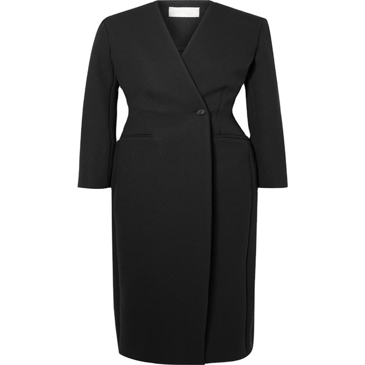 Women Maxi long minimalist tailoring coat with open front Mune Fashion