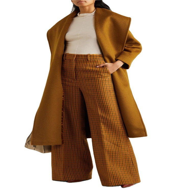 Women's Wide Checkered Palazzo Pants with High Waist Mune Fashion