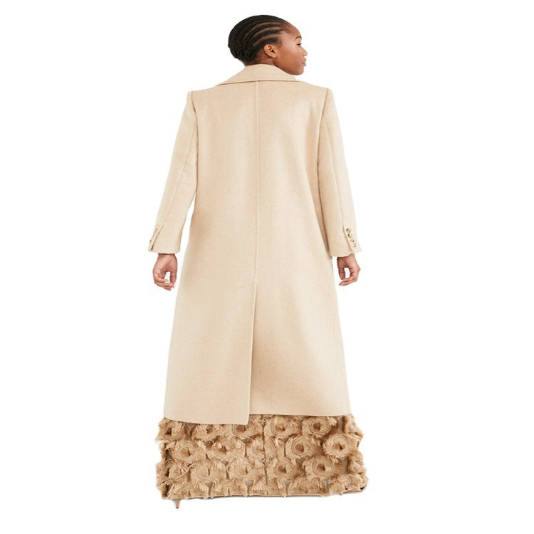 Women's maxi dress with three-dimensional rosette structure and fine leather belt Mune Fashion