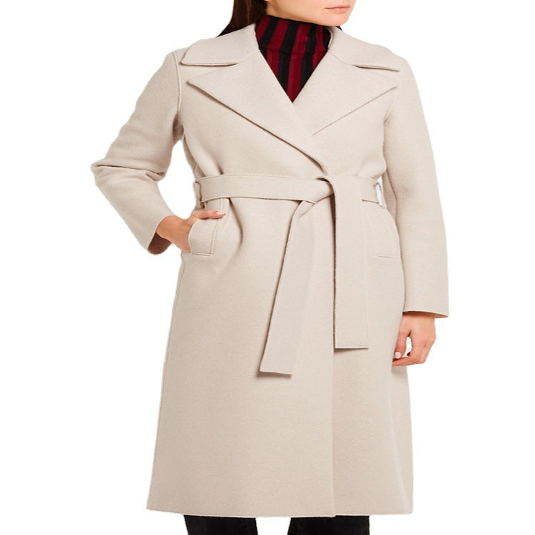 Ladies Elegant Tailored Wrap Coat in Wool-Cashmere Blend Mune Fashion