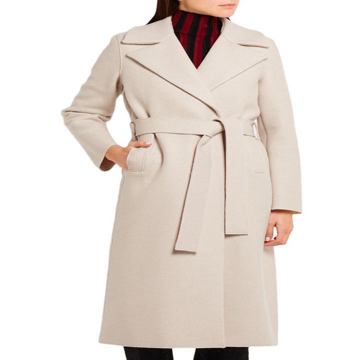 Ladies Elegant Tailored Wrap Coat in Wool-Cashmere Blend Mune Fashion