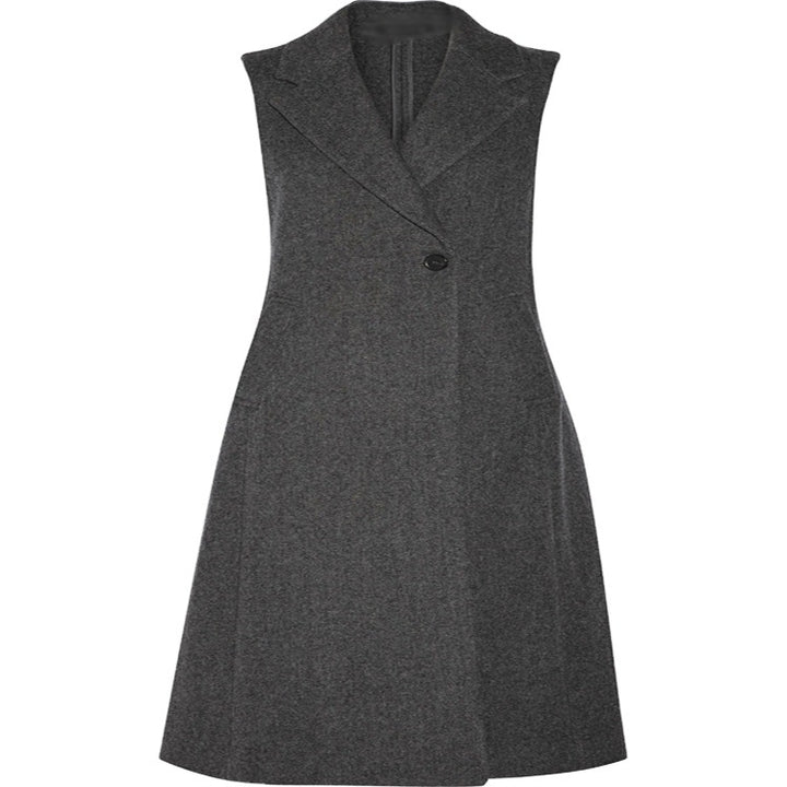 Women's Sleeveless Wool Blend Coat with Flared A-Line Silhouette and One-Button Front Mune Fashion
