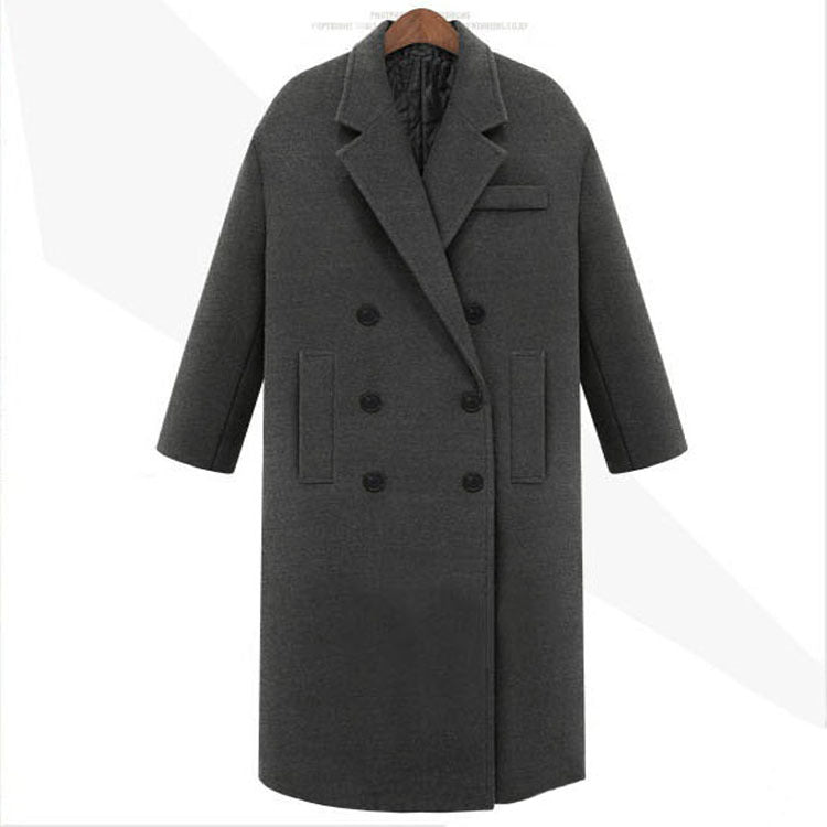 Men's long coat in minimalist double-breasted wool blend with boxy oversized silhouette Mune Fashion