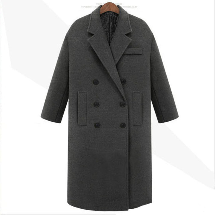 Men's long coat in minimalist double-breasted wool blend with boxy oversized silhouette Mune Fashion