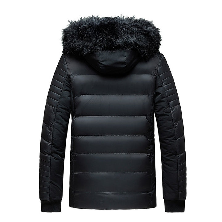 Men's quilted jacket with hood and faux fur trim, wind and water resistant Mune Fashion