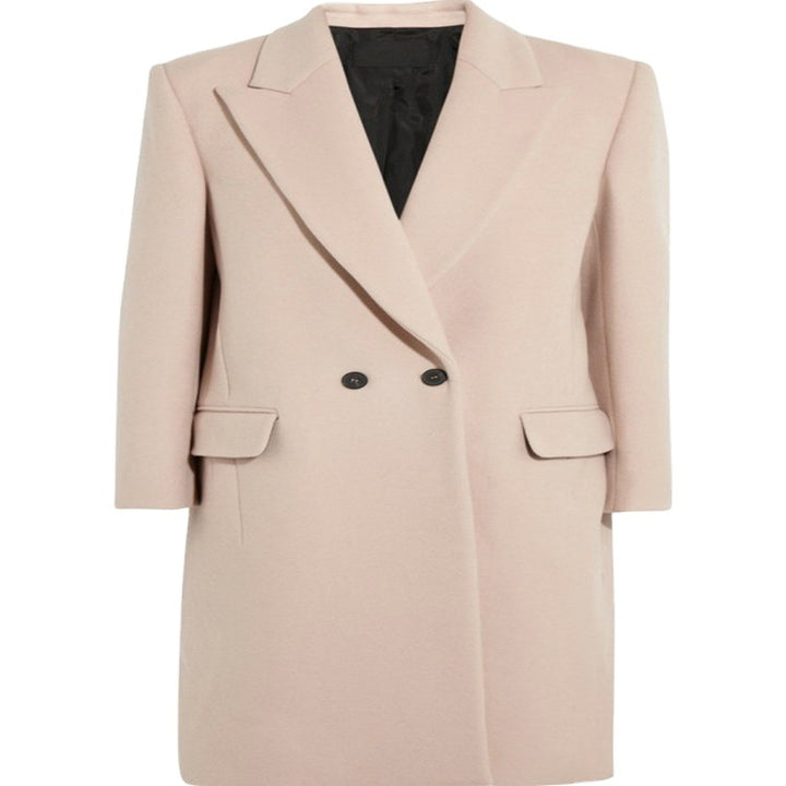 Women's Midi-Length Wool Blend Coat with Minimalist Single-Breasted Front and Flap Pockets Mune Fashion