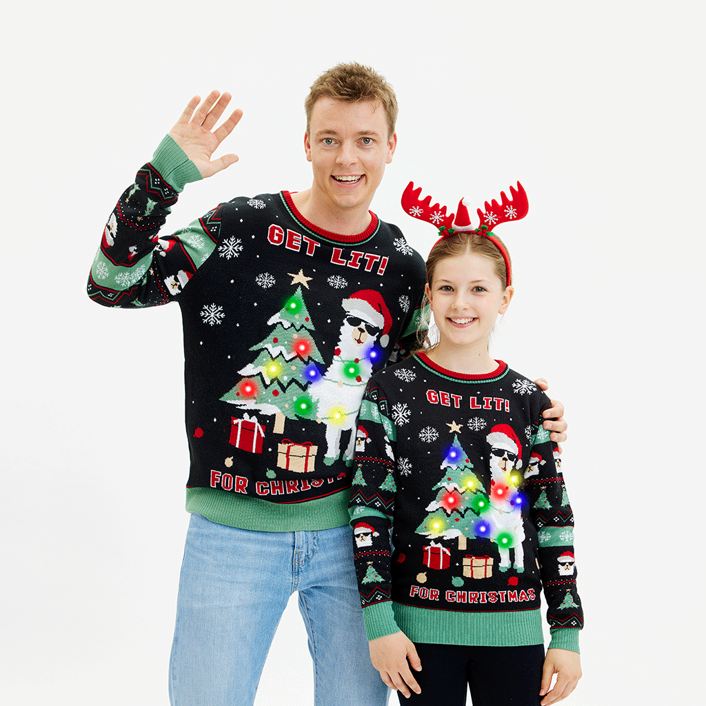 Mune | Get Lit Llama Christmas Christmas Sweater Men