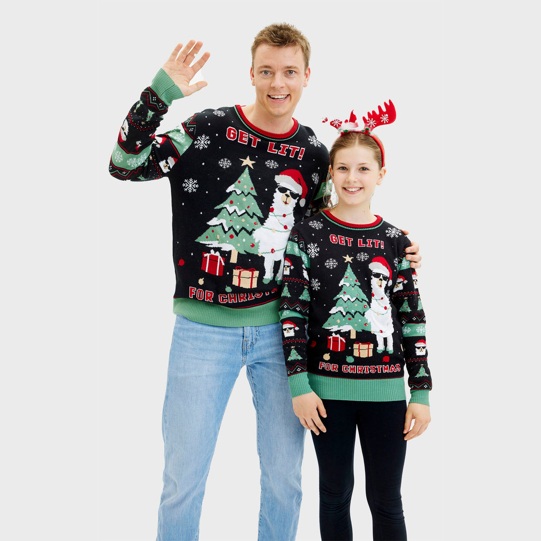 Mune | Get Lit Llama Christmas Christmas Sweater Men