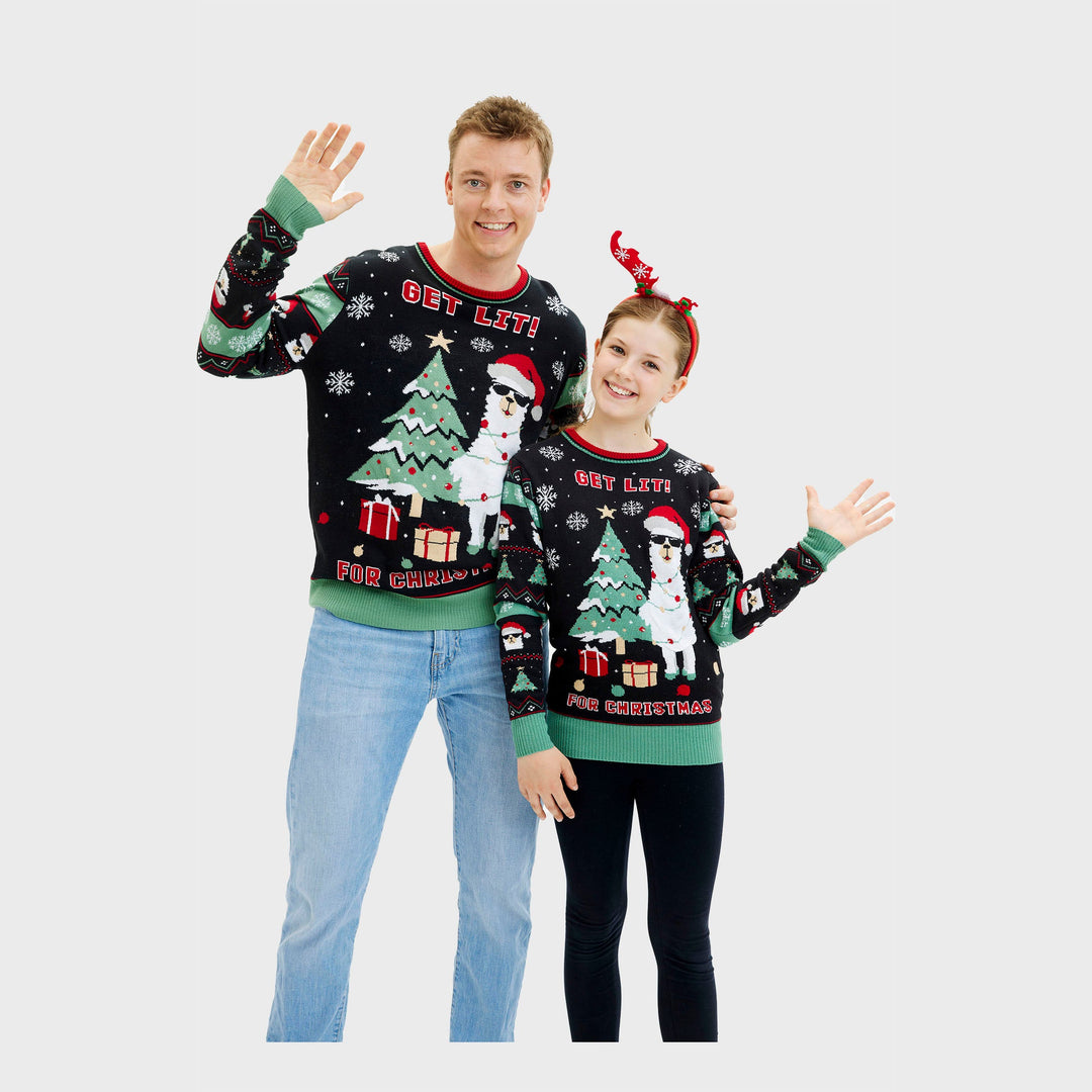 Mune | Get Lit Llama Christmas Christmas Sweater Men