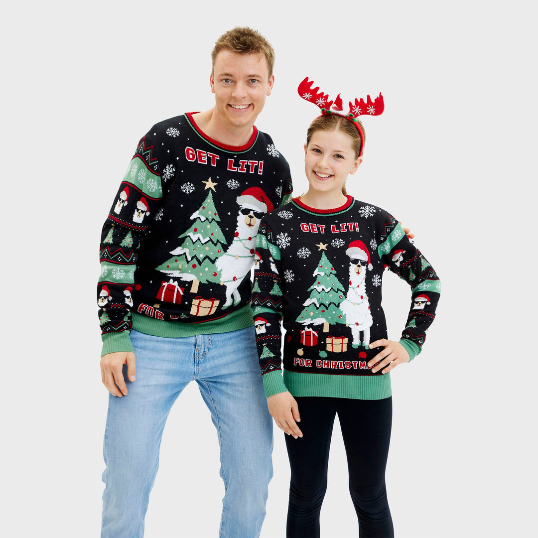 Mune | Get Lit Llama Christmas Christmas Sweater Men