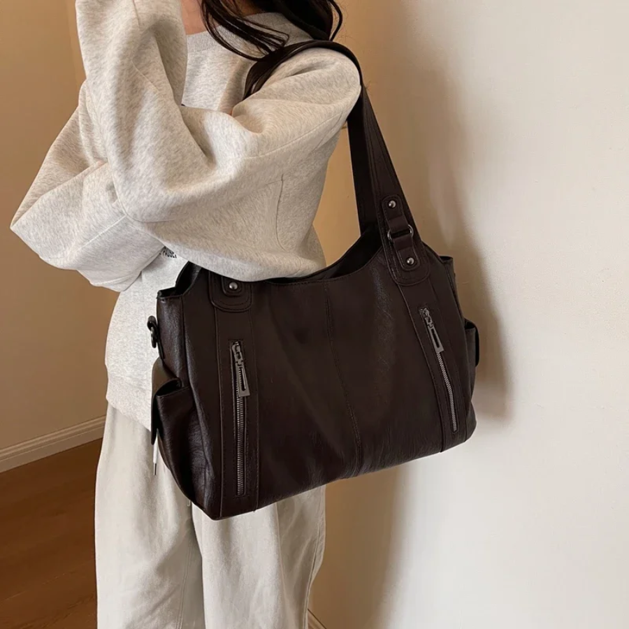 Mune | Stylish Leather Handbag with Zipper