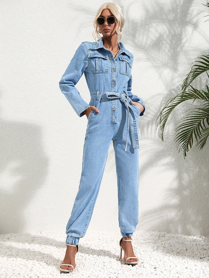 Mune | The most trendy denim jumpsuit with flap pockets
