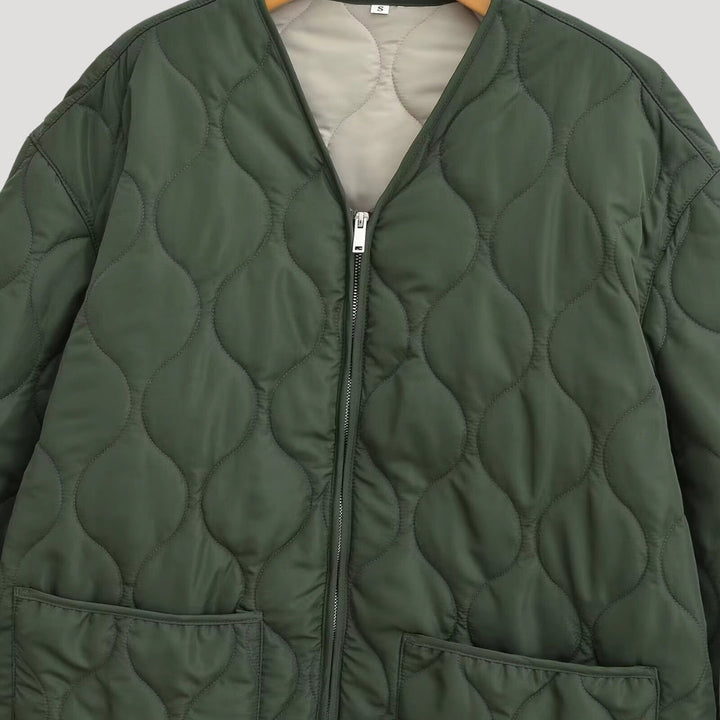 Mune | Women's quilted oversized green fleece zip-up jacket
