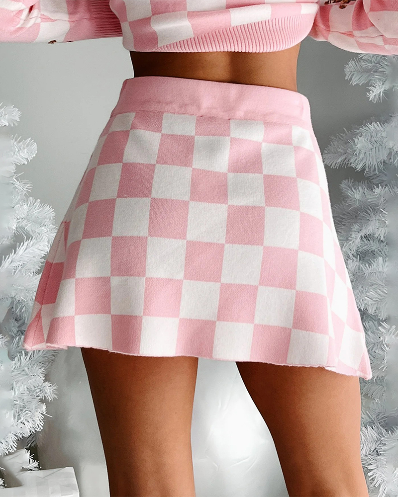 Mune | Christmas Polka Dot Pattern Knit Sweater Short Skirt Suit