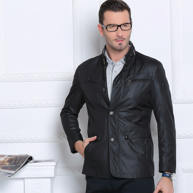 Men's Lightweight Field Jacket in City Utility Style with Stand-Up Collar Mune Fashion