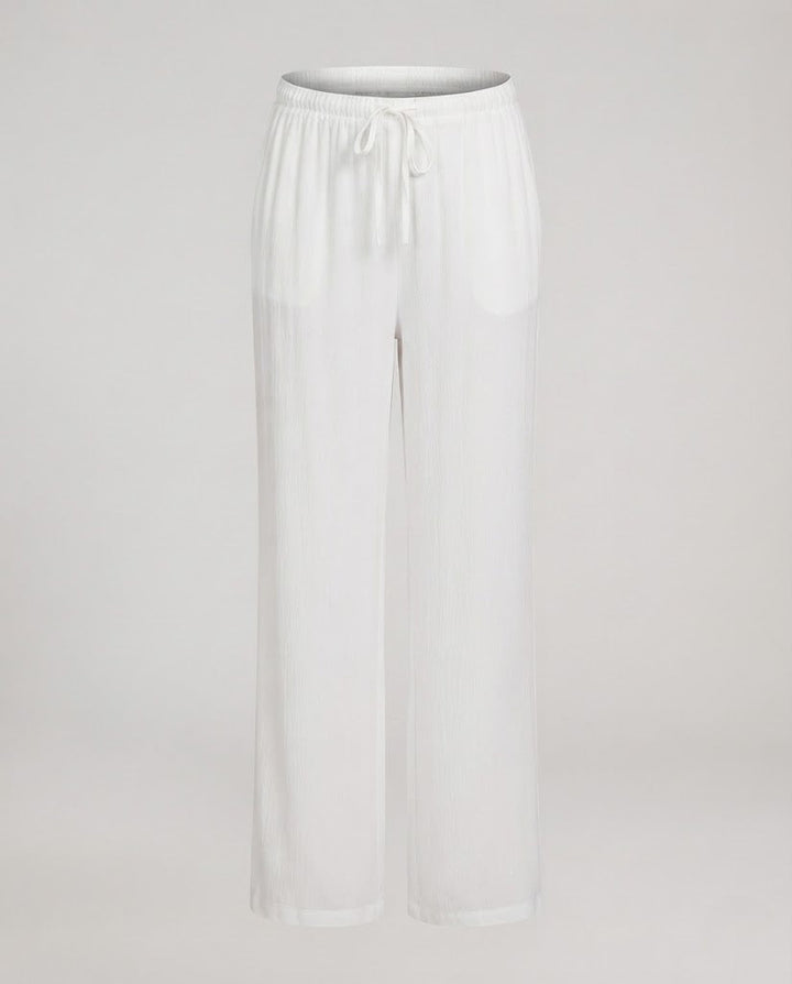 Women's High-Waisted Loose Linen-Look Trousers with Drawstring and Flowing Palazzo Silhouette Mune Fashion