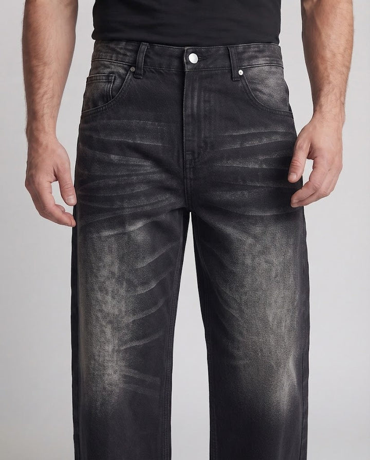 Men's Extra Wide Baggy Denim Palazzo Jeans with Deep Crotch and Heavy Stonewash Mune Fashion