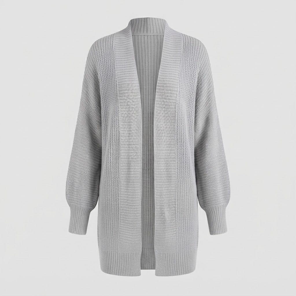Women Longline Knit Cardigan with Open Front and Wide Shawl Collar Mune Fashion