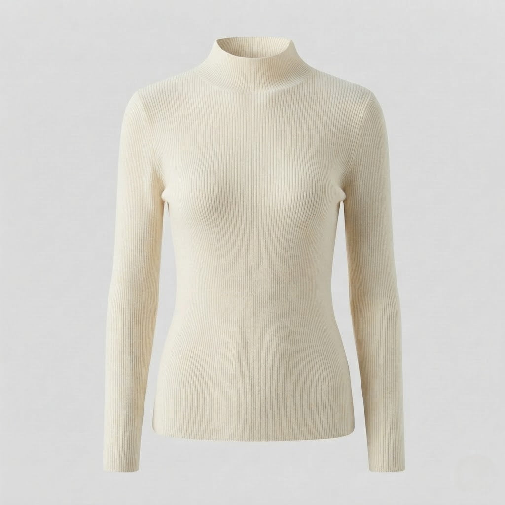 Ladies Elegant Slim-Fit Turtleneck Sweater made of soft Angora blend with fine rib structure Mune Fashion
