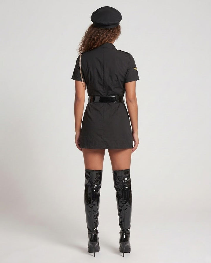 Women's pilot costume with shimmering collar and golden accents Mune Fashion