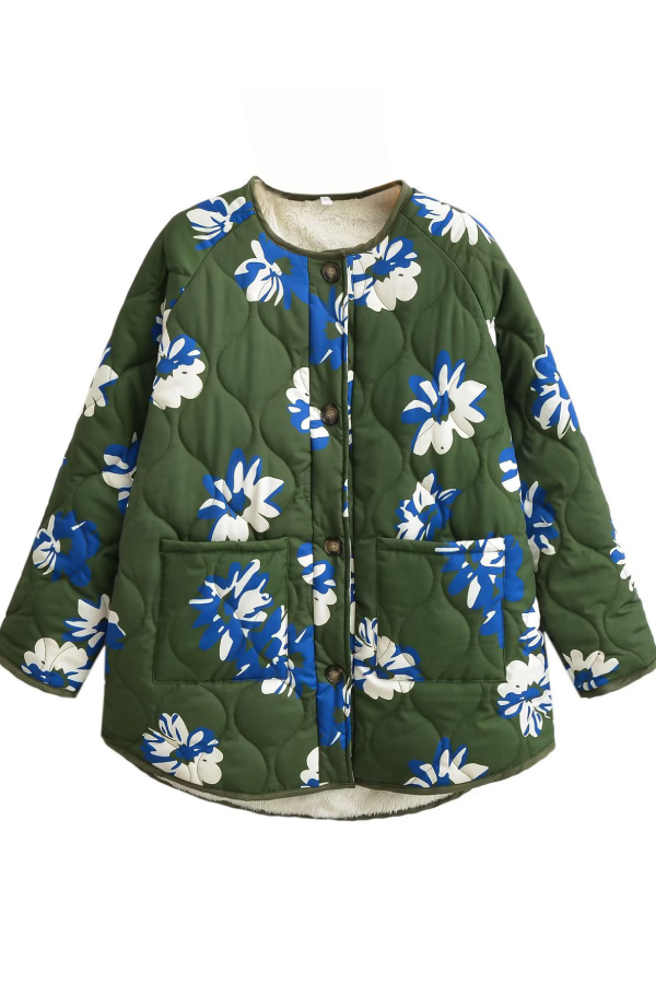 Mune | Printed Round Neck Single Breasted Thin Cotton Jacket