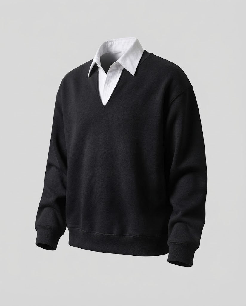 Ladies' casual and elegant sweatshirt with shirt collar Mune Fashion