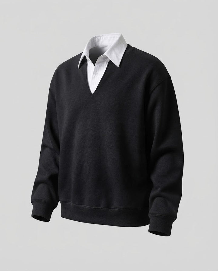 Ladies' casual and elegant sweatshirt with shirt collar Mune Fashion