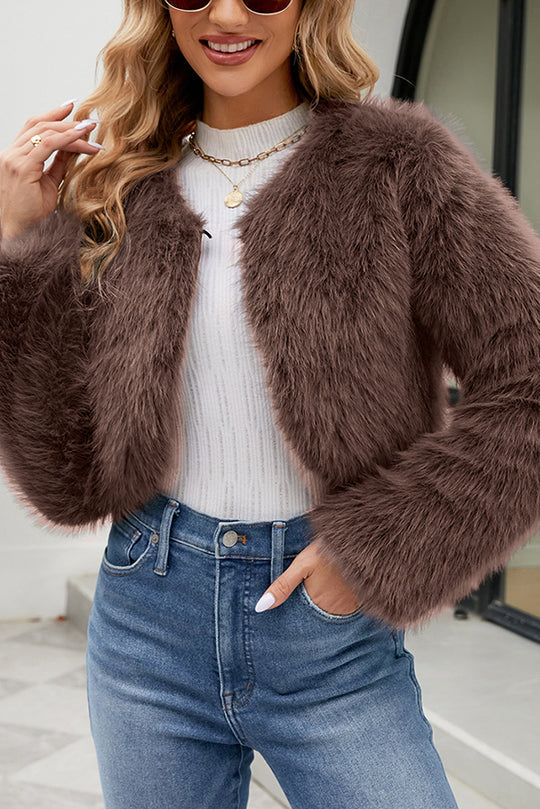 Mune | Long Sleeve Short Casual Faux Fur Jacket