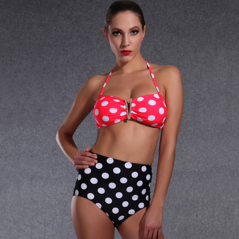 Ladies High-Cut Bikini with Charming Polka Dot Design Mune Fashion