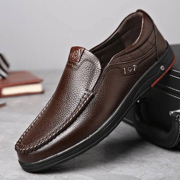 Men's Genuine Leather Slip-On Shoes Mune Fashion