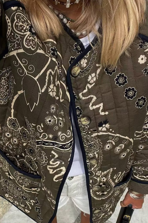 Mune | Print Bags Casual Crew Neck Jacket