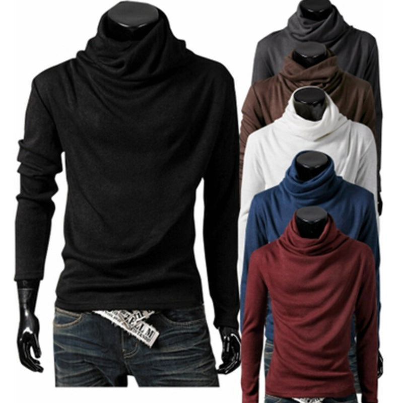 Men's Slim-Fit Long Sleeve Shirt with generous funnel neck and tailored silhouette Mune Fashion