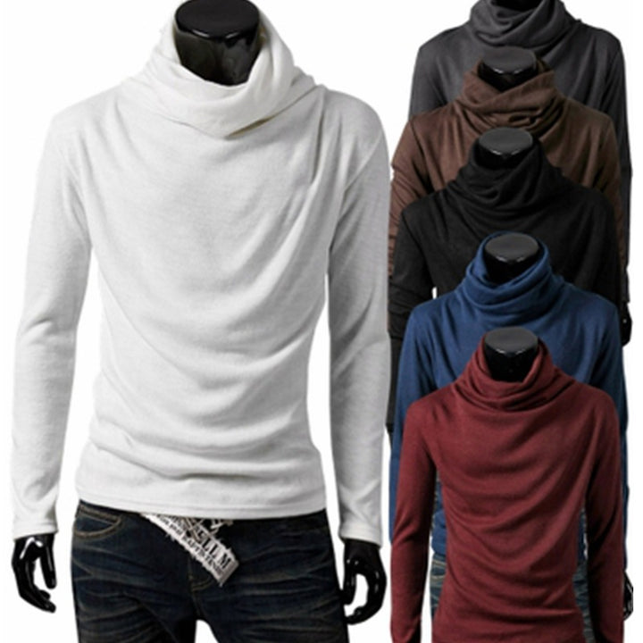 Men's Slim-Fit Long Sleeve Shirt with generous funnel neck and tailored silhouette Mune Fashion