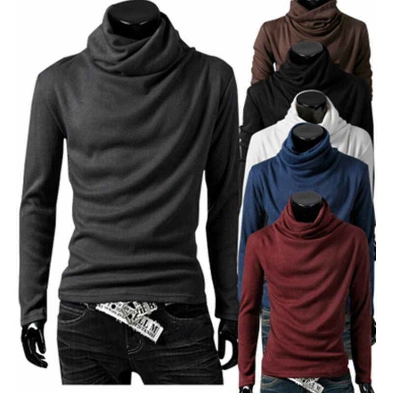 Men's Slim-Fit Long Sleeve Shirt with generous funnel neck and tailored silhouette Mune Fashion