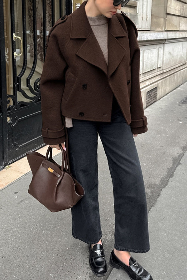 Mune | Revers Temperament Double-Breasted Hair Wool Jacket