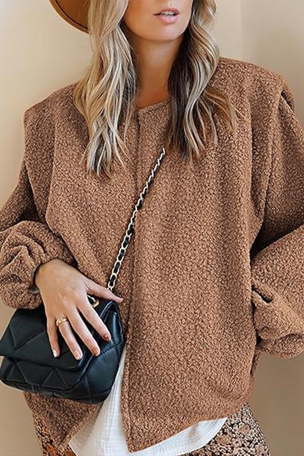 Mune | Velvet Balloon Sleeves Casual Loose Jacket