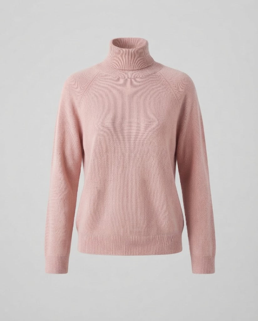 Women's fine knit turtleneck sweater made of cashmere blend with raglan sleeves and fine ribbed hem Mune Fashion