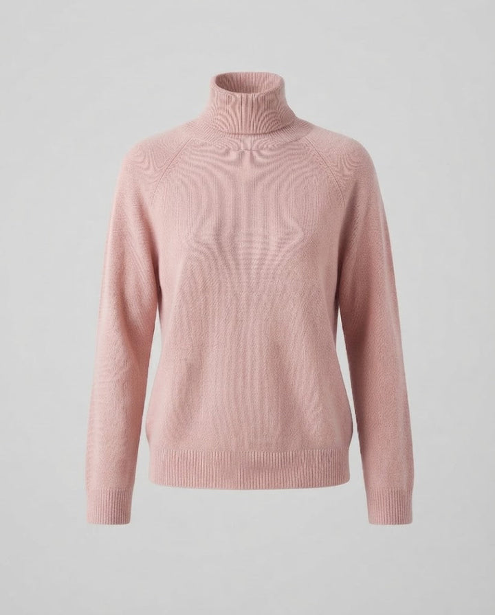Women's fine knit turtleneck sweater made of cashmere blend with raglan sleeves and fine ribbed hem Mune Fashion