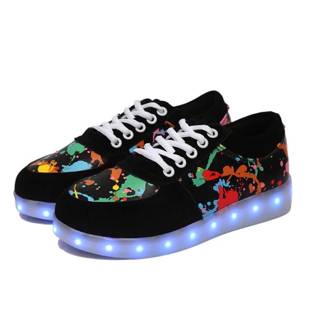 Women's LED light-up sneakers with color splash design and shock-absorbing light sole Mune Fashion
