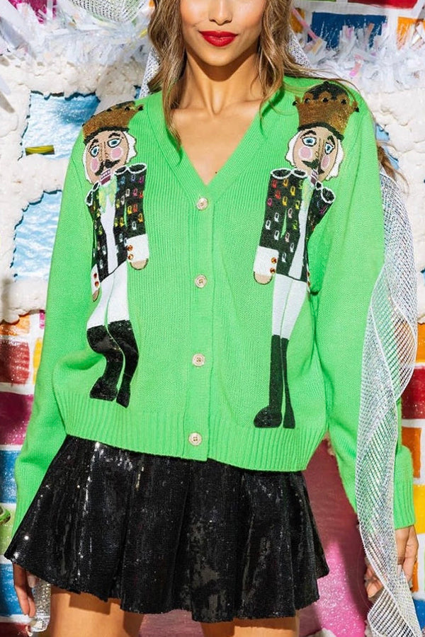 Mune | Christmas Nutcracker Sequin Casual Cardigan