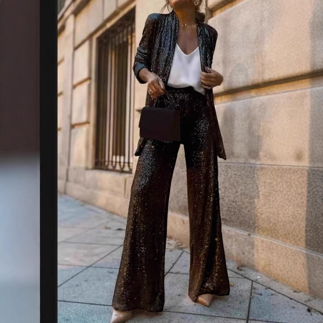 Mune | Trendy Design High-Waist Sequin Suit