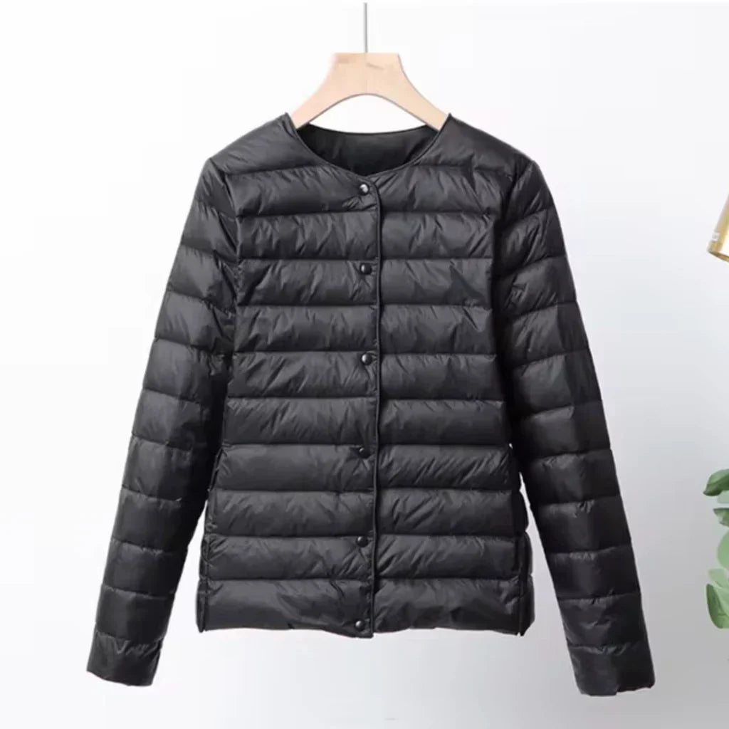 Mune | Down Puffer Ultra Lightweight Slim Fit Button Closure Hip Length