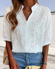 Women’s Summer V Neck Puff Sleeve Blouse