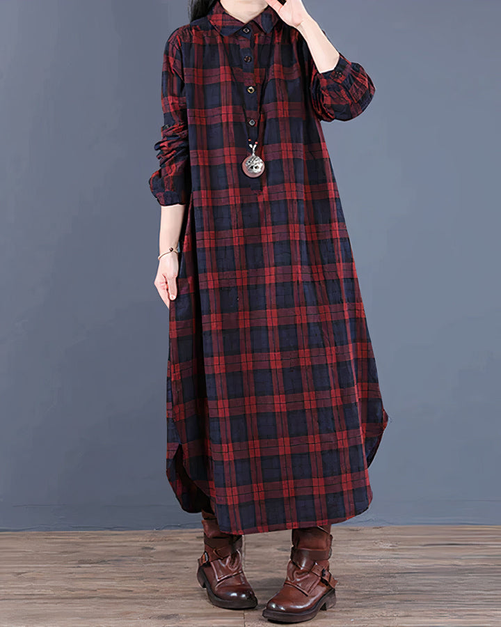 Mune | Long Shirt Dress with Checks