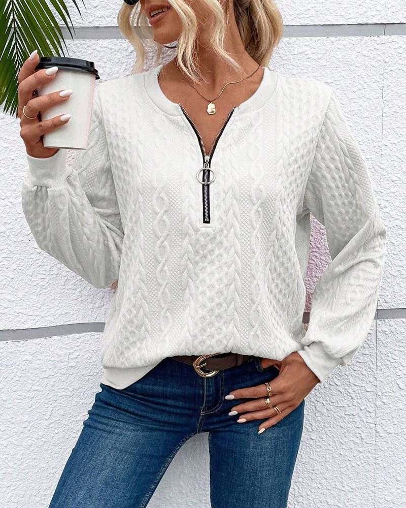 Mune | Casual Solid Color Sweatshirt with Long Sleeves and Zipper