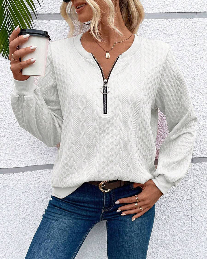 Mune | Casual Solid Color Sweatshirt with Long Sleeves and Zipper
