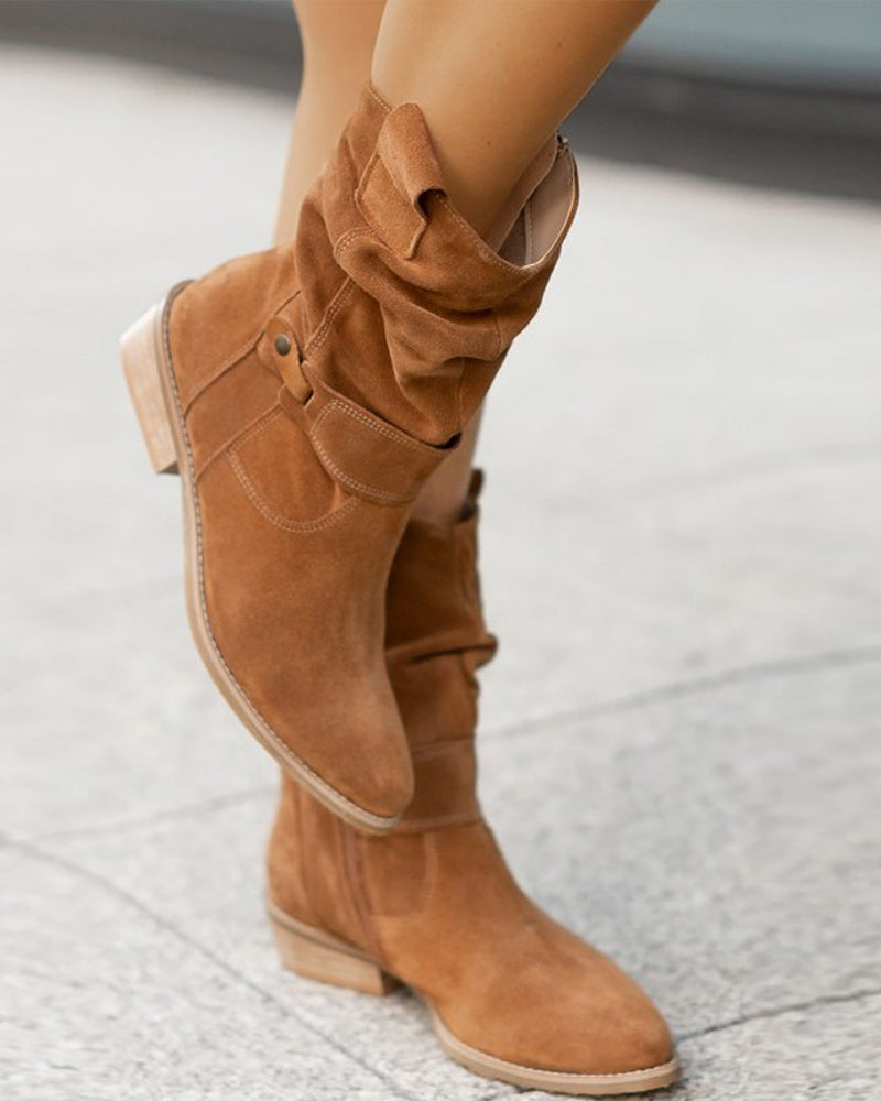 Mune | Ankle Boots Wild With Low Heel And Zipper