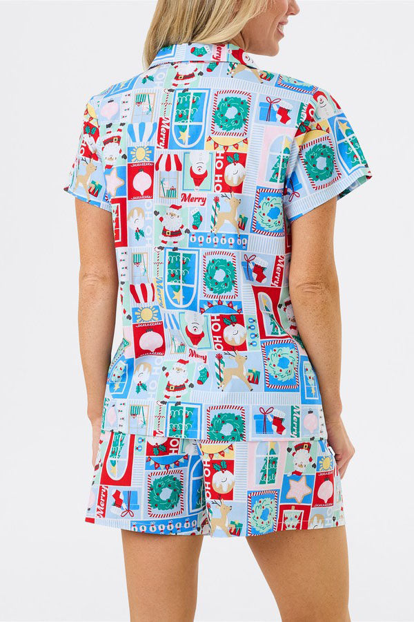 Mune | Christmas Print Short Sleeve Cute Cartoon Print Set