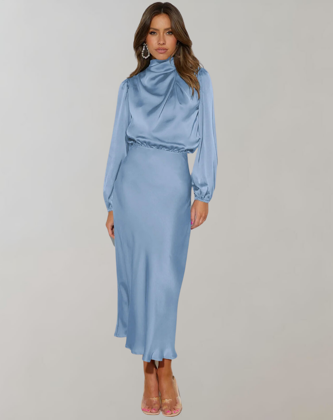 Mune | Elegant Satin Dress with Long Sleeves