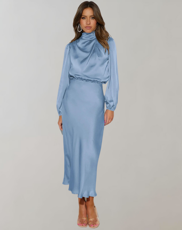 Mune | Elegant Satin Dress with Long Sleeves